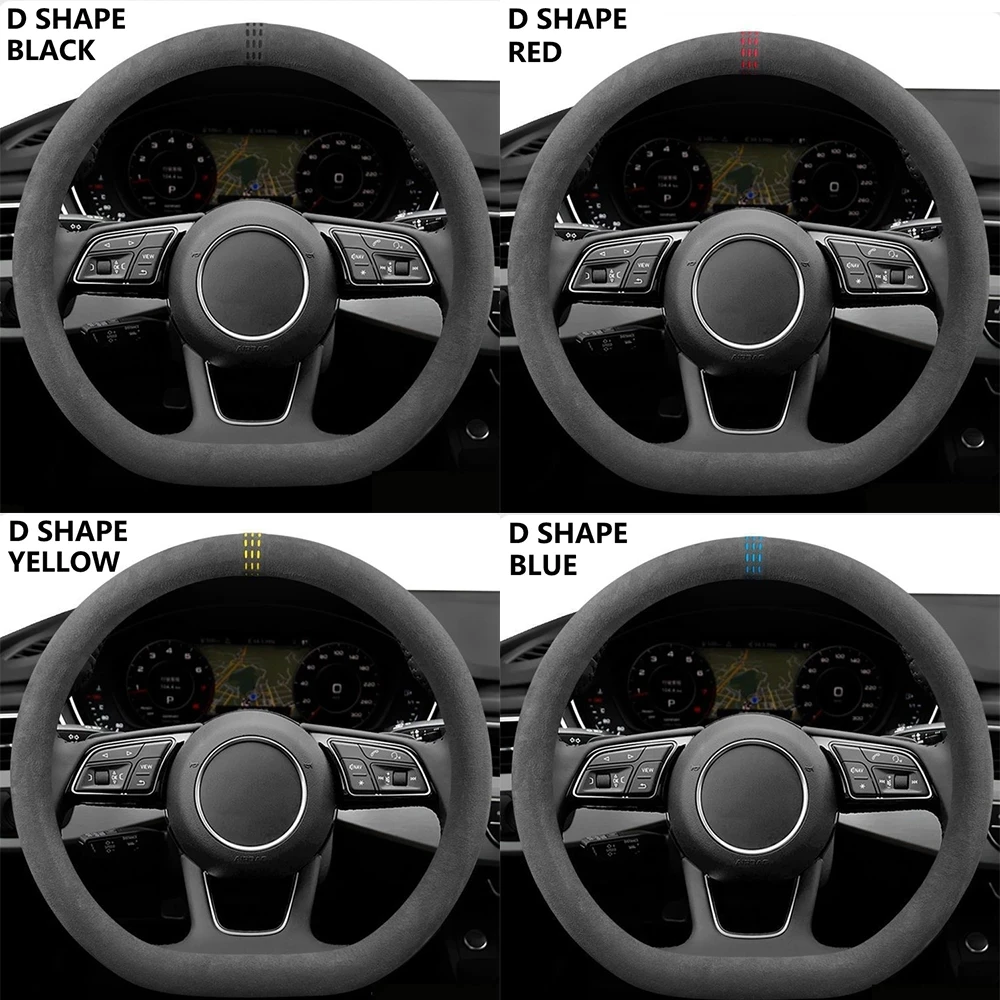 Car Steering Wheel Covers Cowhide Suede Steering Wheel Cover Wrap Universal 37-38cm Breathable Steering Covers Car Accessories - Image 6