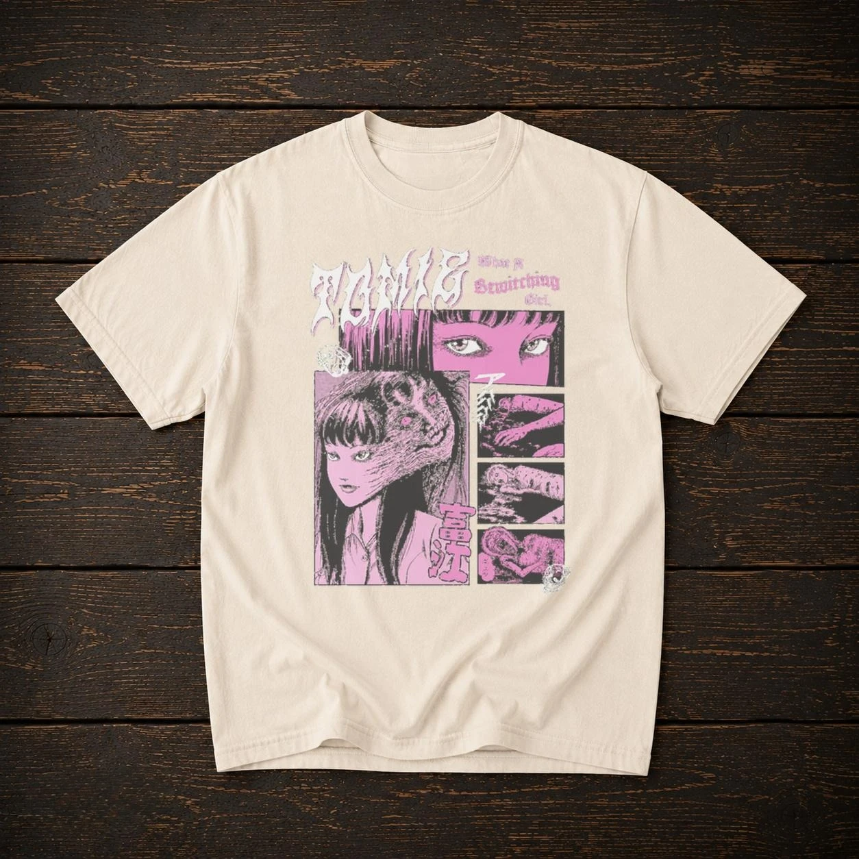 Unji Ito Tomie Horror Manga Split Face Graphic Tee Cotton Mens Womens T-Shirt Summer Streetwear