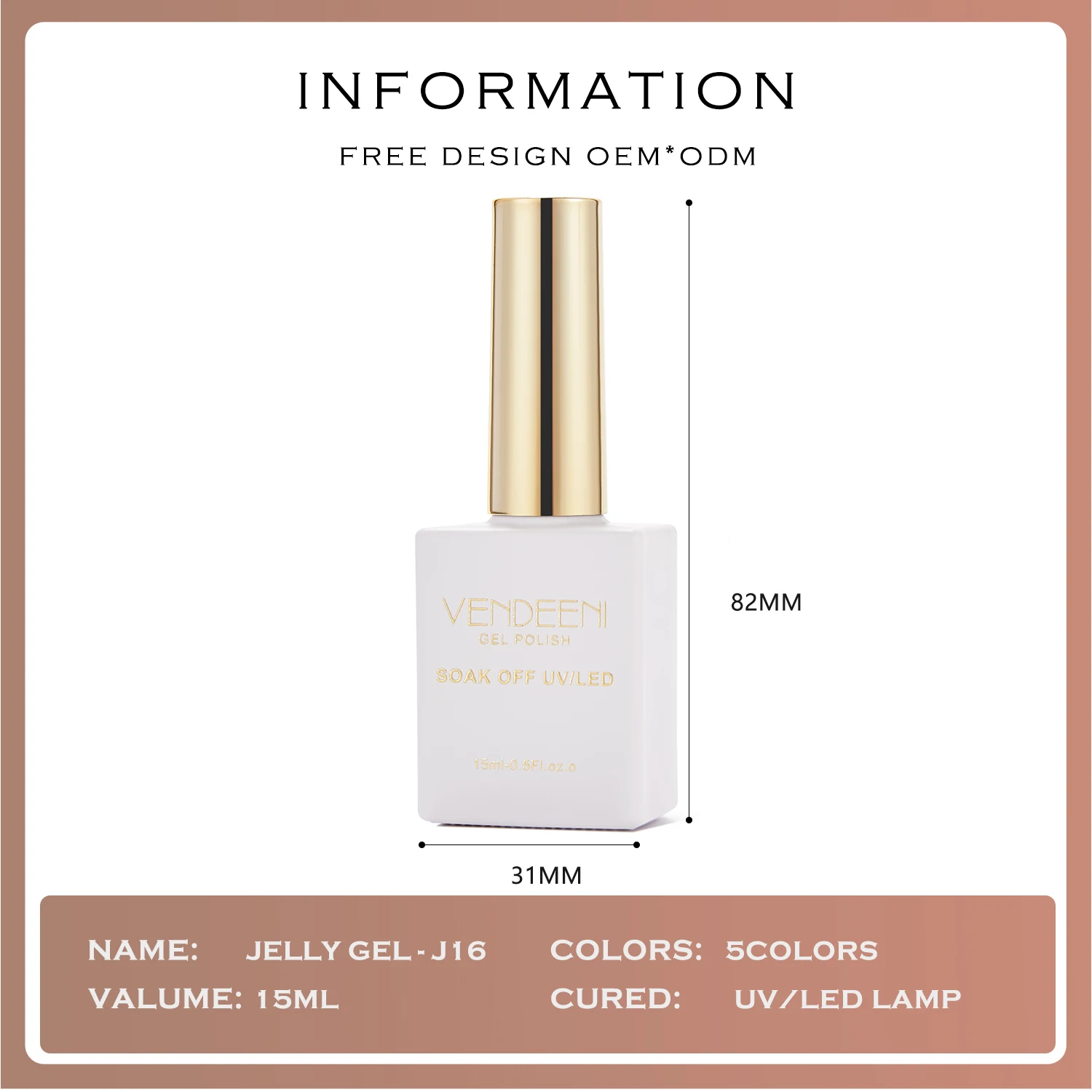 Vendeni 2025 مصنع موضة جديدة رائجة البيع مسمار الفن كيت عارية الجلد الأشعة فوق البنفسجية هلام صالون الأظافر بالجملة 5 ألوان الأشعة فوق البنفسجية هلام طلاء الأظافر عدة