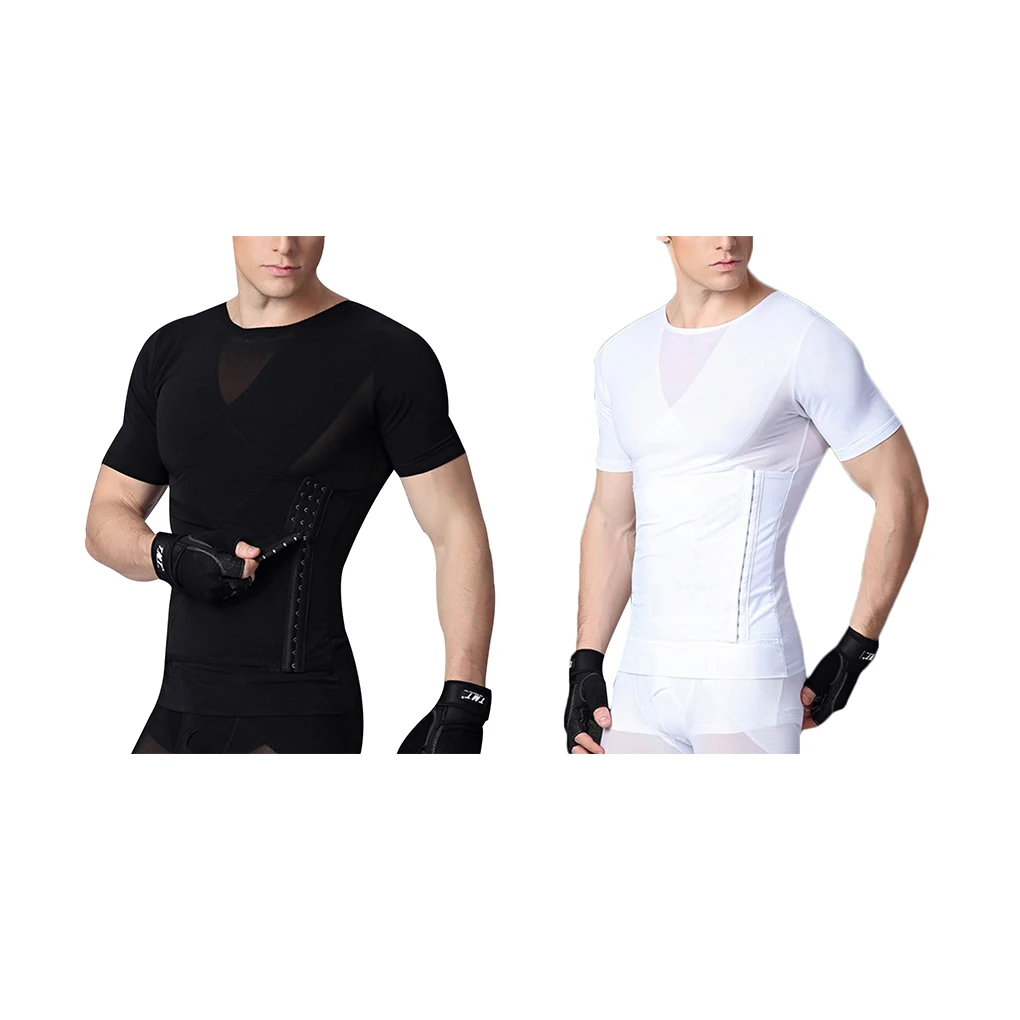 Men Compression T-shirt Adjustable Waist Trainer Corset Slim Belt Belly Shaper