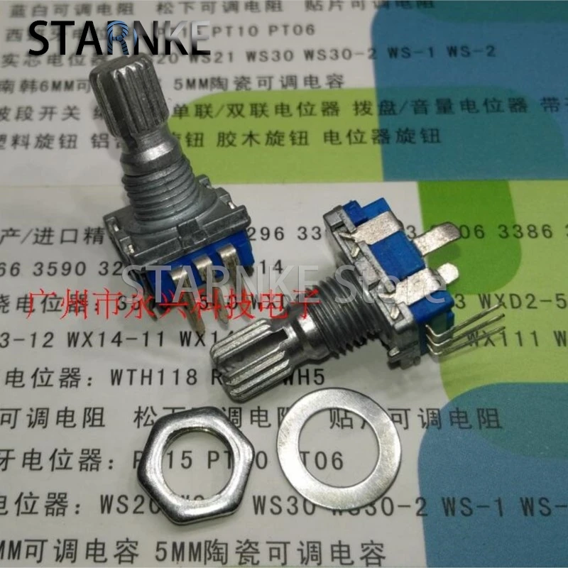 3PCS 360 Degree Rotary Encoder EC11 3 Pin Flower Shaft Length 15MM Without Switch Digital Pulse Potentiometer