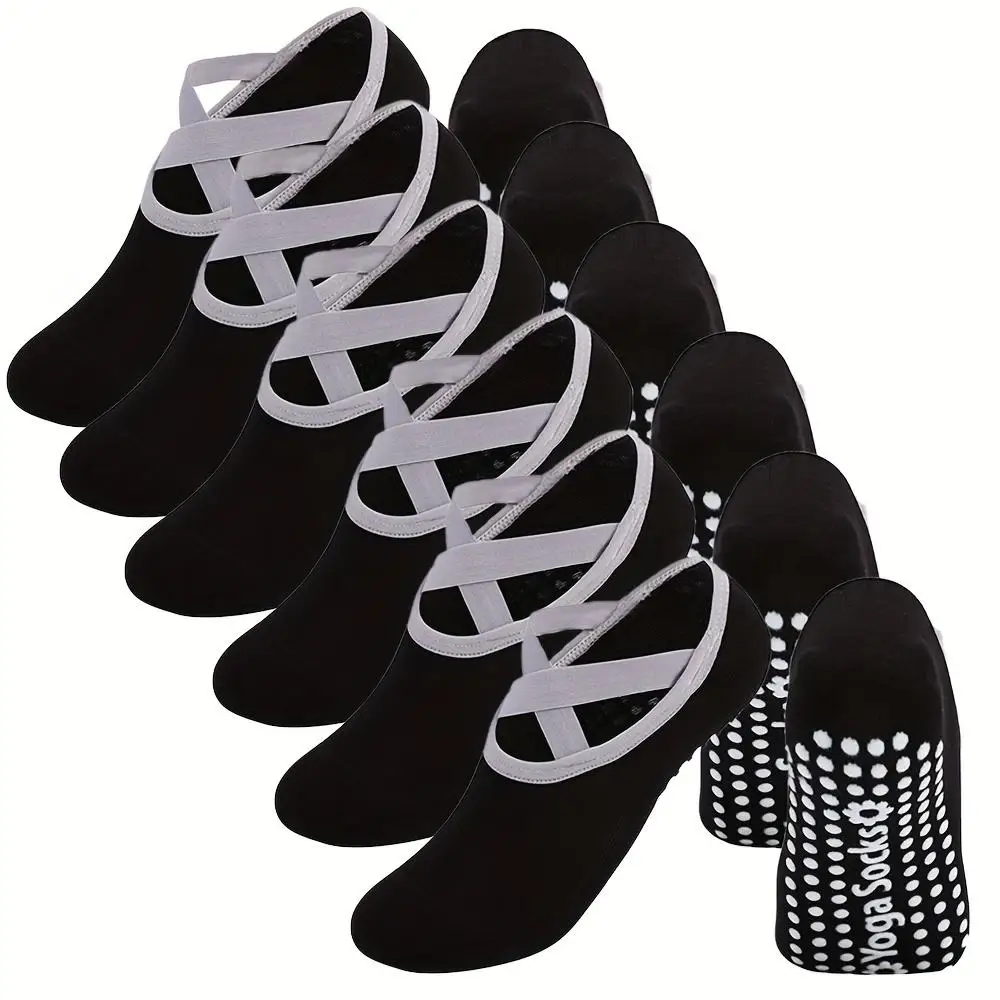 

1-6 Pairs of Comfortable Yoga Socks - Women's Short Boat Socks for Pilates, Fitness, Dance, and Indoor Activities - Silicone Ant
