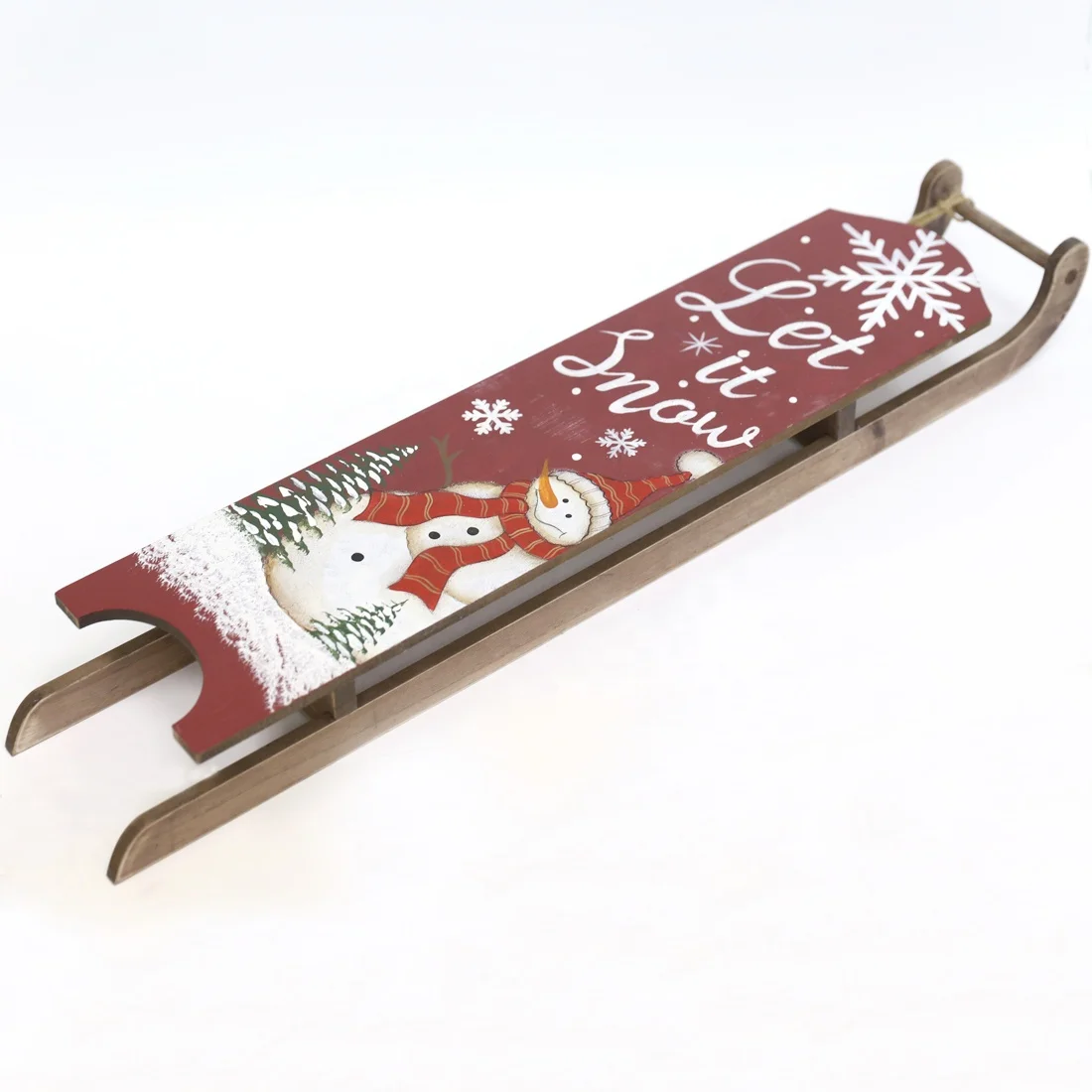 Extra Large Christmas Sleigh Hanging Board 76cm Wooden Craft Village Style Xmas Decorations Creative Sleigh Hanging Ornaments