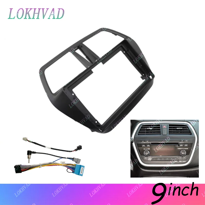 LOKHVAD 9 inch For suzuki s-cross sx4 2014-2017 Android Auto Multimedia GPS MP4 Car Radio Fascia Stereo Frame Wiring Harness Kit