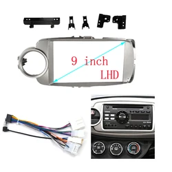 Car Radio Fascias Frame For Toyota Yaris Vitz P130 2012-2017 9 inch 2DIN Stereo Panel Wiring Harness Power Cable Adapter