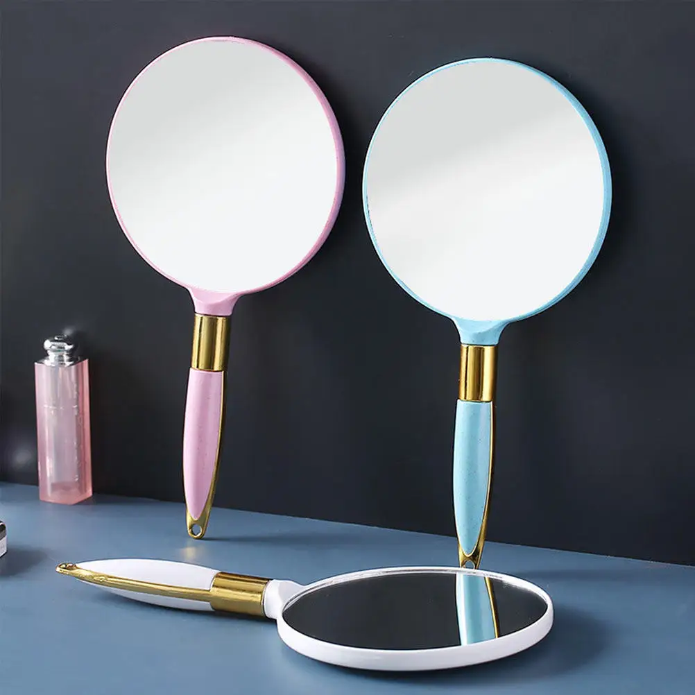 

2Pcs Handheld Mirror Compact Square Round Shape Portable Makeup Mirror Vintage Style Makeup Accessories Tool