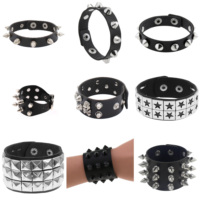 1PC Cool PU Leather Rock Punk Stud Spike Rivet Punk Bangle Bracelet Wristband