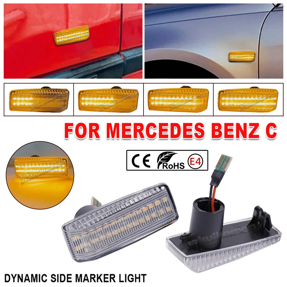 2Pcs LED Side Marker Fender Light Indicator Turn Signal Lamp For Mercedes-Benz W124 R129 W140 W202 W201 1248202321 2028201521
