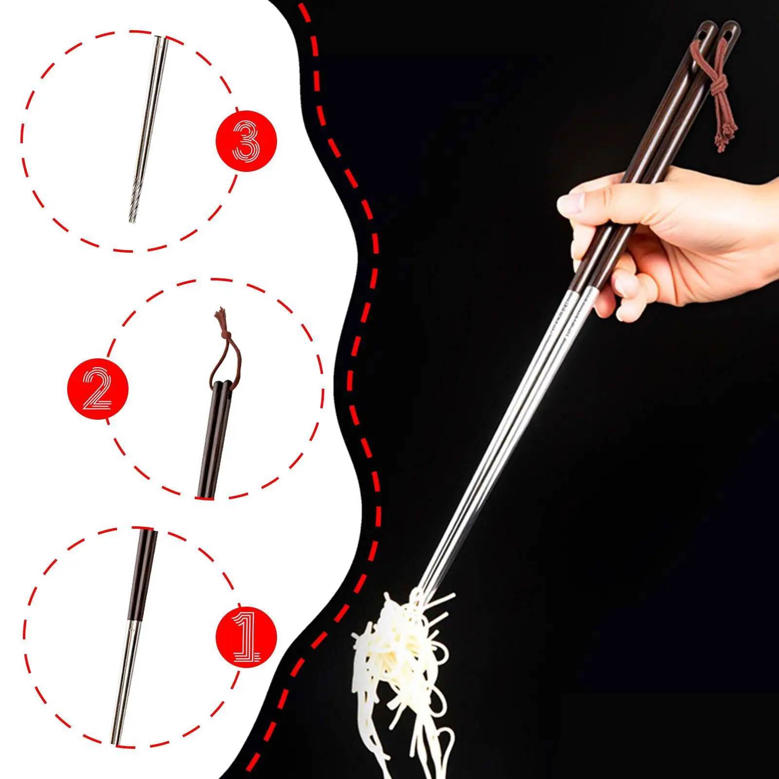 1 زوج عيدان الطبخ مع مقبض خشبي مكافحة السمط عدم الانزلاق طويلة للقلي العميق في ووك للمطعم المطبخ المنزلي