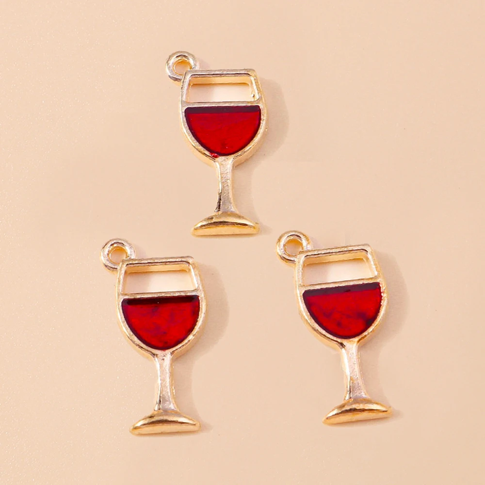 Leslie 10 Stück/Set Emaille Bier-Wein-Glas Kaffee-Anhänger für Halsketten, Ohrringe, Niedliche Charms, Schmuckherstellungszubehör – Detail 8