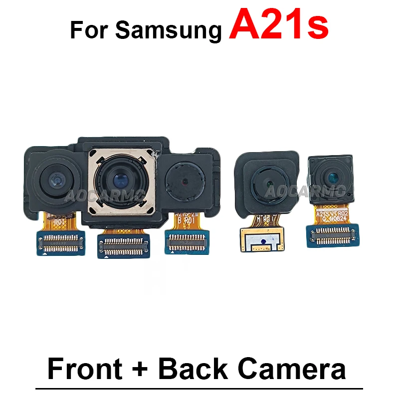 Front Camera For Samsung Galaxy A21S SM- A217 Rear Macro + Wide And Back Main Camera Flex Cable Replacement Parts