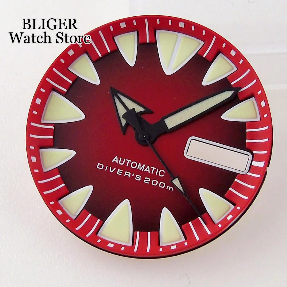 42mm ar beschichtetes Saphirglas Monster Uhrengehäuse blau rot gelb 29mm Zifferblatt passend nh35a nh36a 200m wasserdichte Schrauben krone