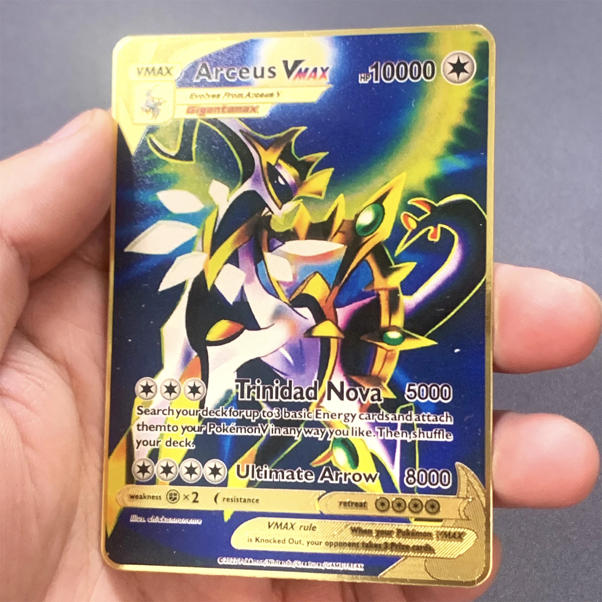 Pokemon 10000 Points High Hp Charizard Pikachu Mewtwo Eevee Gold English Metal Cards Vmax Mega GX Collection Cards Birthday Gift