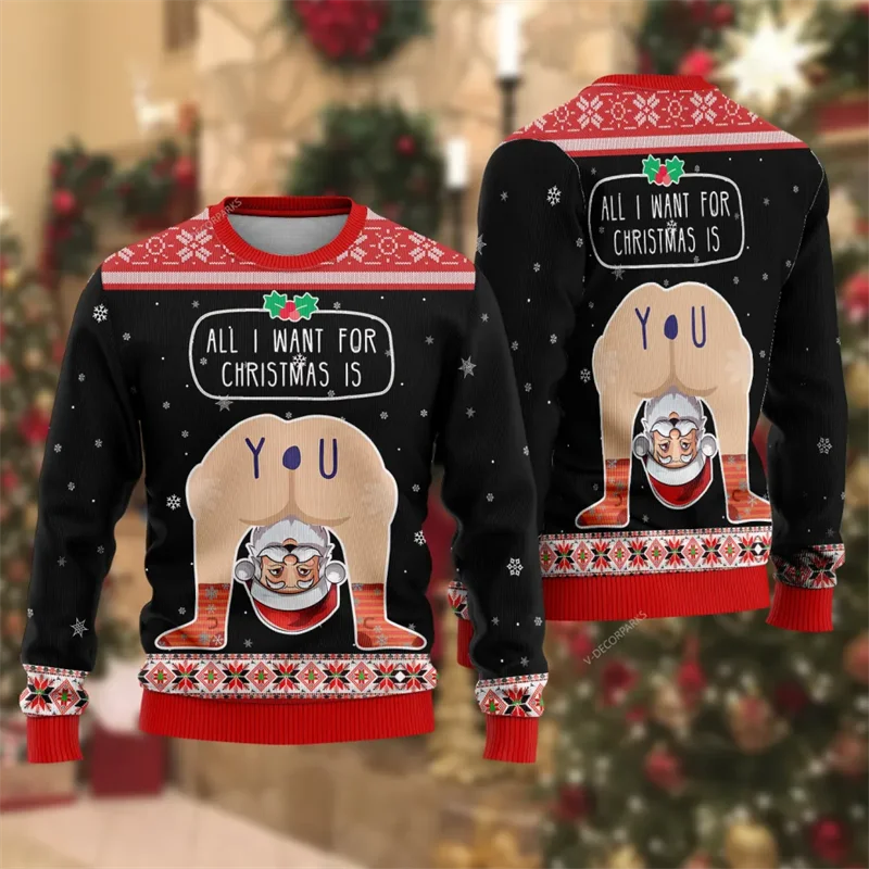 ثلاثية الأبعاد عيد الميلاد سعيد الطباعة بلوزات عيد الميلاد مضحك طباعة عيد الميلاد لاعبا الرجال مضحك الشارع الشهير عيد الميلاد القبيح بلوزات القمم #1