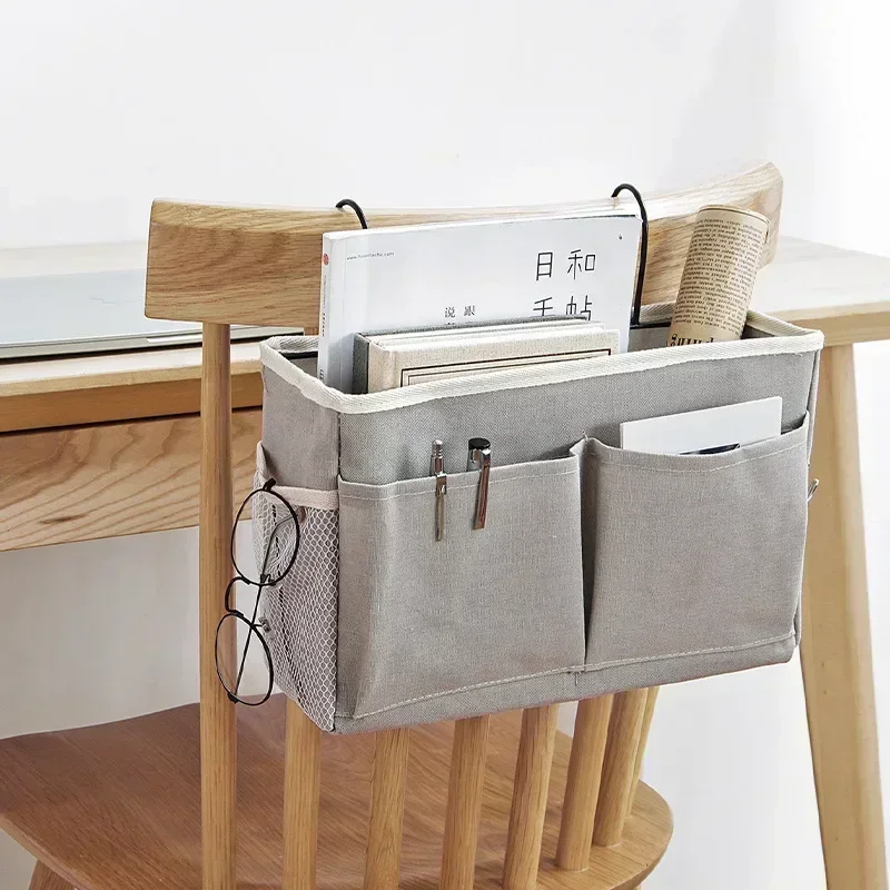 New Storage Basket Hanging Storage Rack Bed Remote Control Bookshelf Dormitory Storage Bag Stand with Hook Bedside Pocket