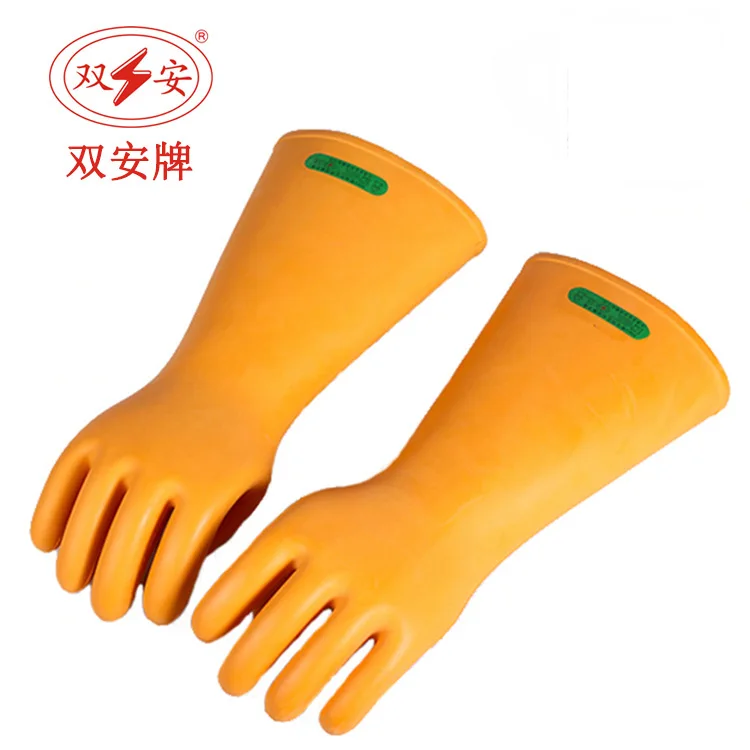 Guanti isolanti elettrici in gomma gialla 2025 Tensione di prova 35KV 27,5KV Tensione di lavoro Lunghezza 410 mm Funzione antiscivolo