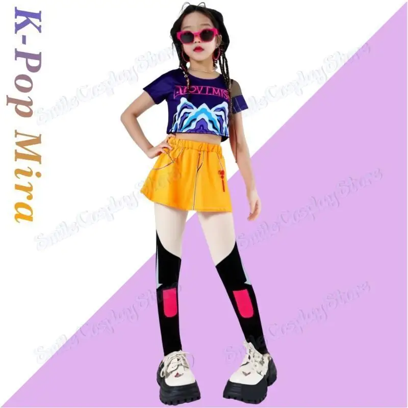 

2025 Children Rumi Zoey Mira 3D Print Cosplay Costume Halloween Carnival K-Pop Hunters Girl Group Idol Role Play Dress Up Outfit