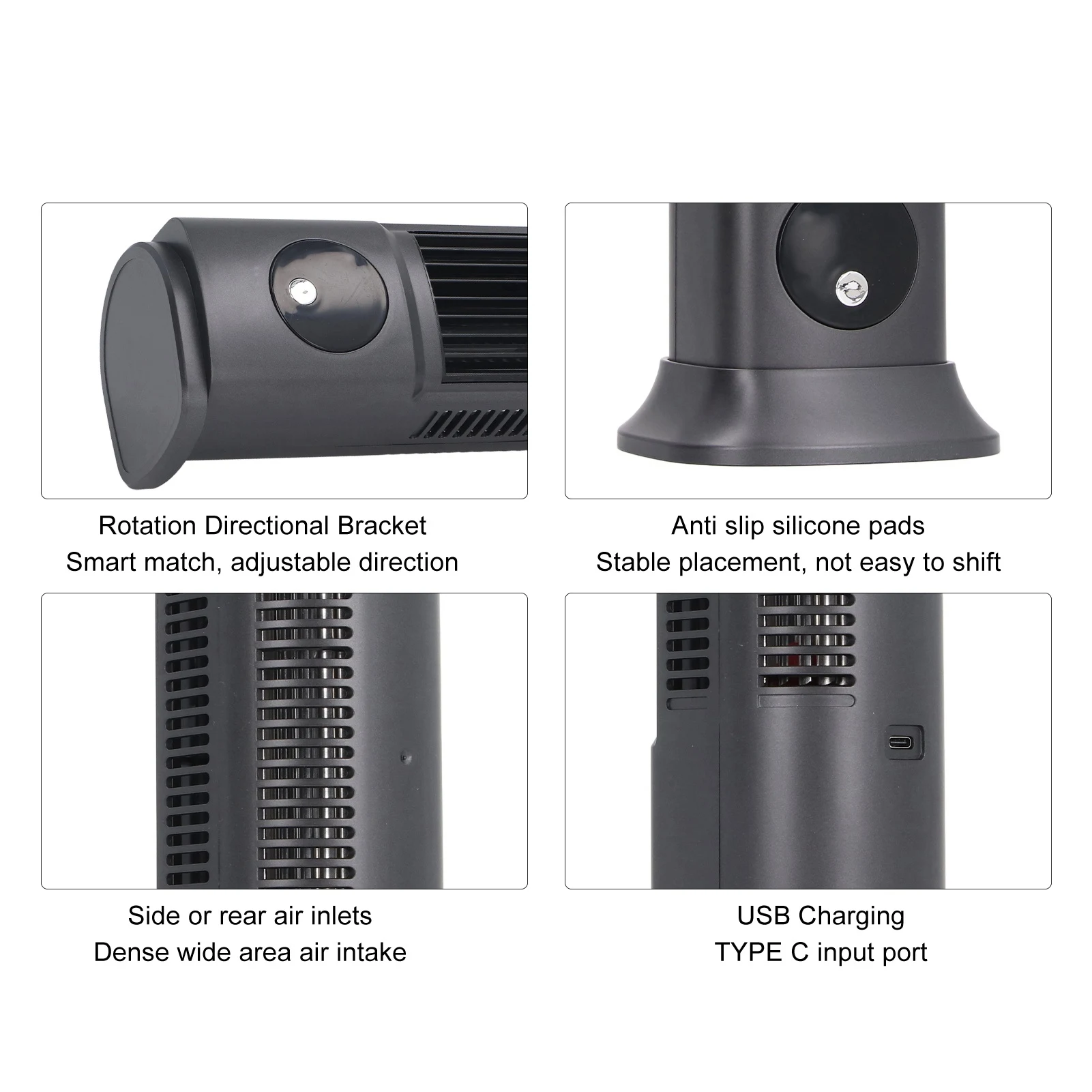 Ventilador de torre de escritorio silencioso, 3 niveles, ajustable, eficiente, compacto, sin aspas, profesional, para escritorio y dormitorio