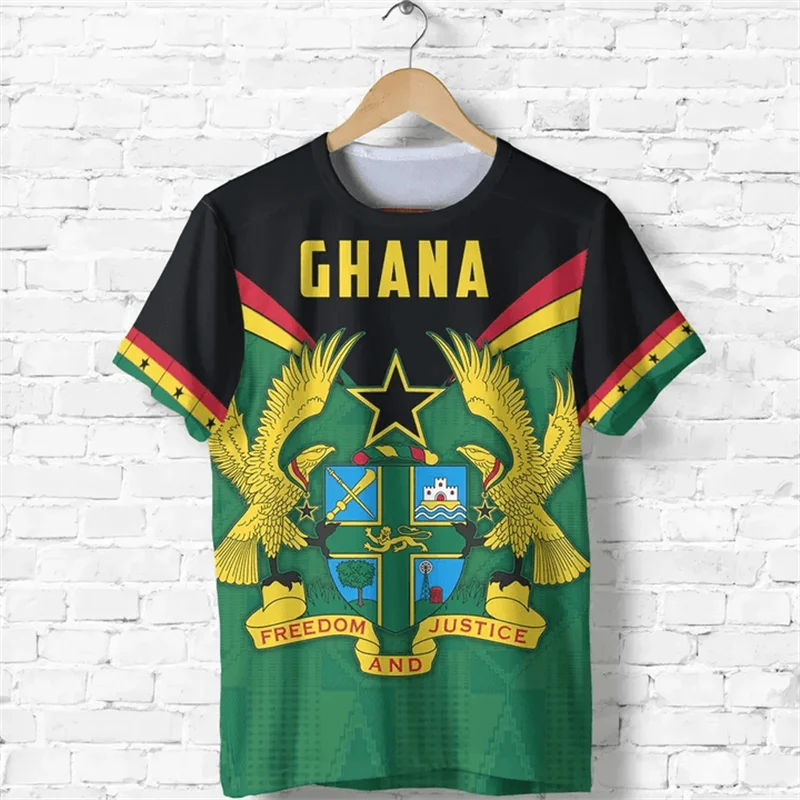 3D Ghana Nationa IndependenceDay Printed T Shirt The Republic-of Ghana Emblem Flag Graphic Tee-shirts For Men Mens Clothing Tops