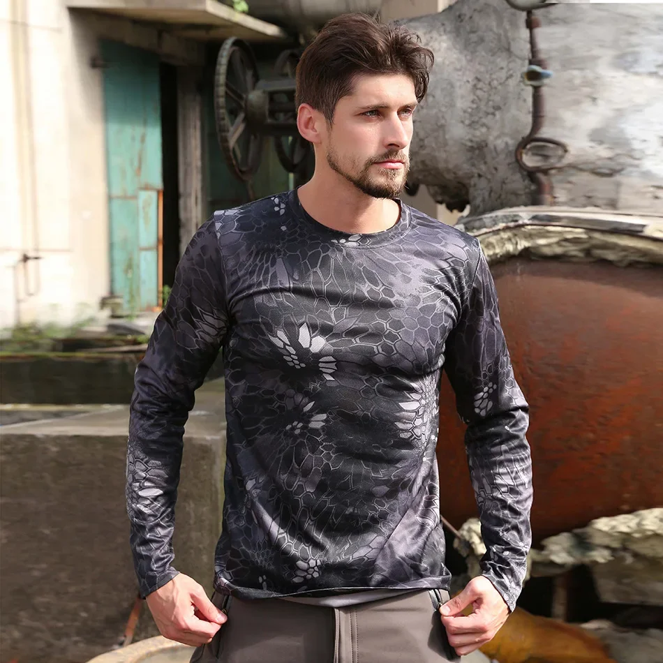 New Outdoor Clothing Slim Fit and Breathable Military Training Cycling Work Training Suit Camo Long Sleeve Quick Drying T-shirt