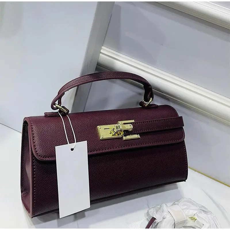 

Luxury Brand Women's Lock-lock Handbag Retro High-quality Square Shoulder/crossbody Bag Fashionable High-end burgundy Women' Bag