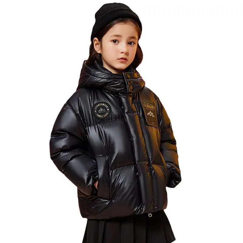 Winter High Quality Thicker Down Jacket Children Hooded Black White Duck Down Outerwear Girl and Boys Down Coats