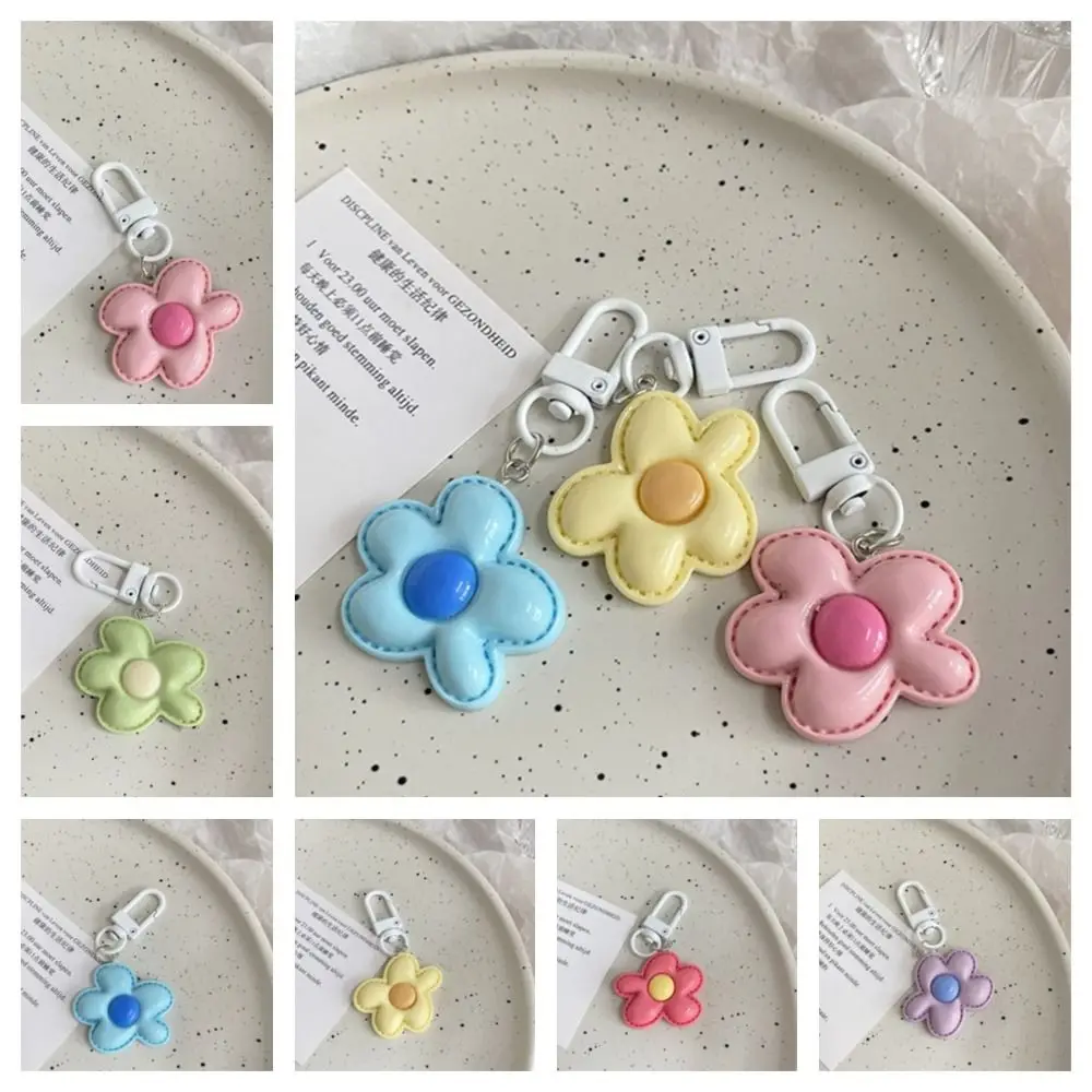 Fashion Korean Style Flower Keychain Mini Cute Resin Floral Keyring Kawaii Colorful Bloom Pendant Bag Hanging