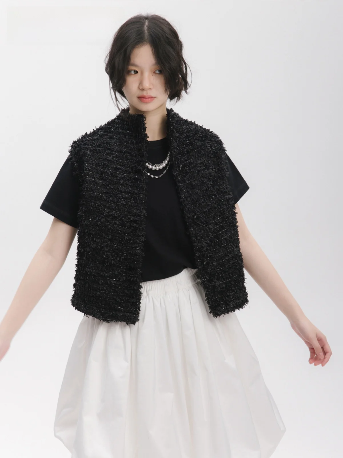 

Rebellious Lace Trimmed Stand Collar Svel Vest High-End Fringe Lace Sle 25ss Moment Highlight Women's Faion