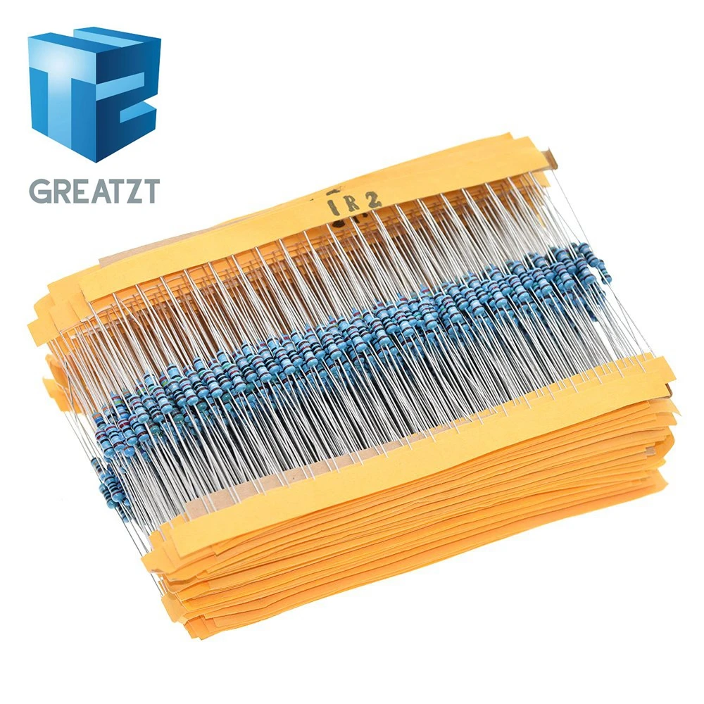 100pcs 1/4W 1R~22M 1% Metal film resistor 100R 220R 1K 1.5K 2.2K 4.7K 10K 22K 47K 100K 100 220 1K5 2K2 4K7 ohm resistance