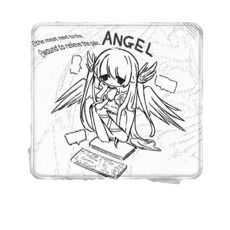 Pixel Angel Japanese Cartoon Cute Kawaii Small Square Rubber Mouse Pad Smooth Anti Slip Ins Portable Gaming FPS Office Keyboard