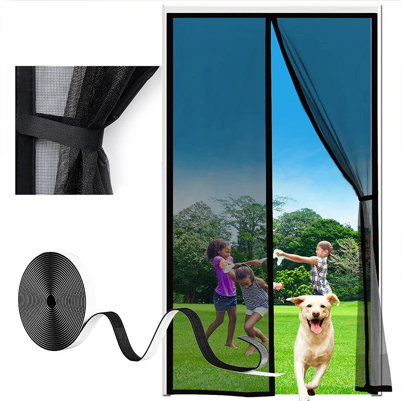 Magnetic Door screen Mosquito Net Mesh Black Custom Size Fly Insect Invisible self-adhesive for Kitchen indoor living room