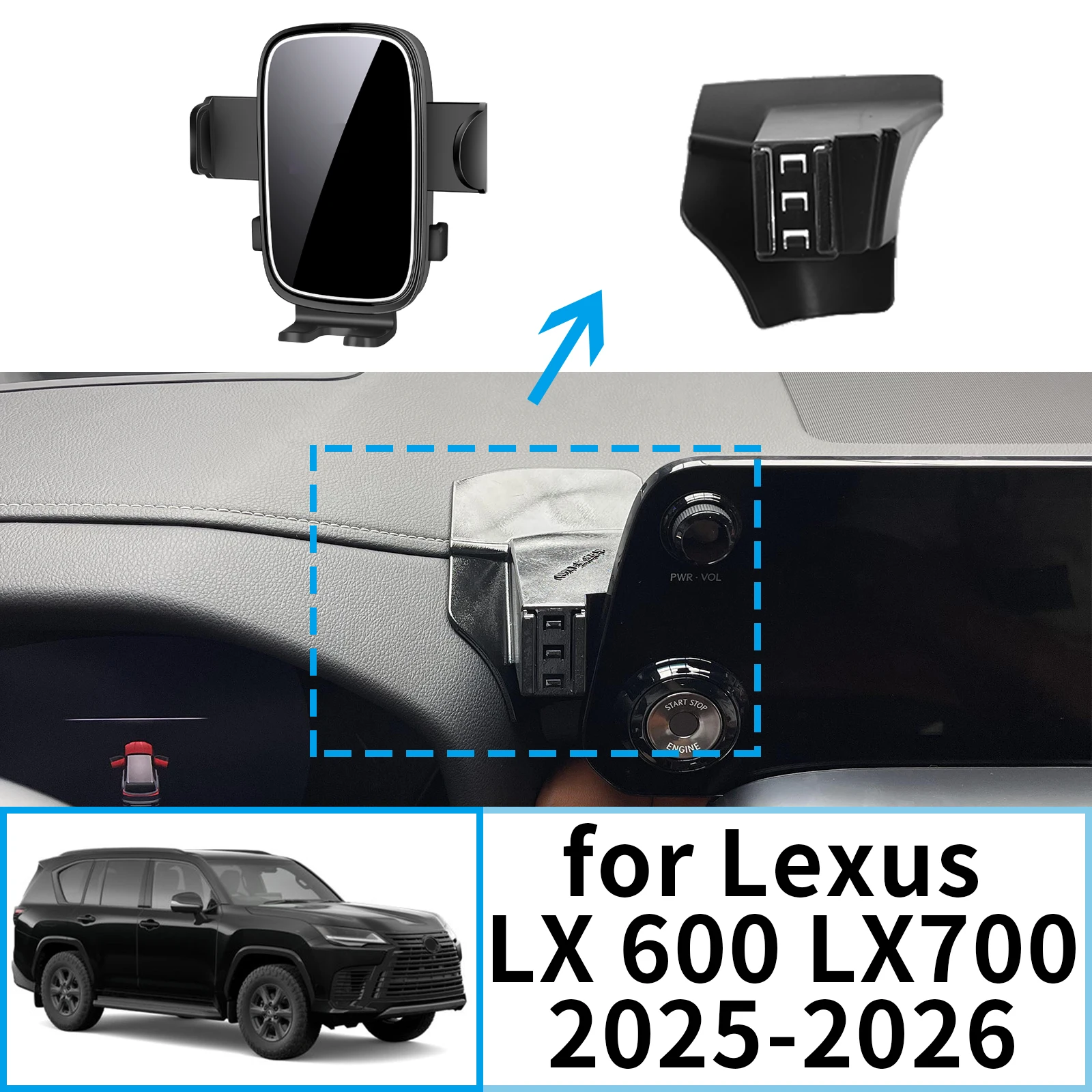 

fit for Lexus LX 700 LX700 LX600 600 LX700H F SPORT Stable Clip-On Phone Holder​​ Mount Screen Base No Vibration​ accessoires