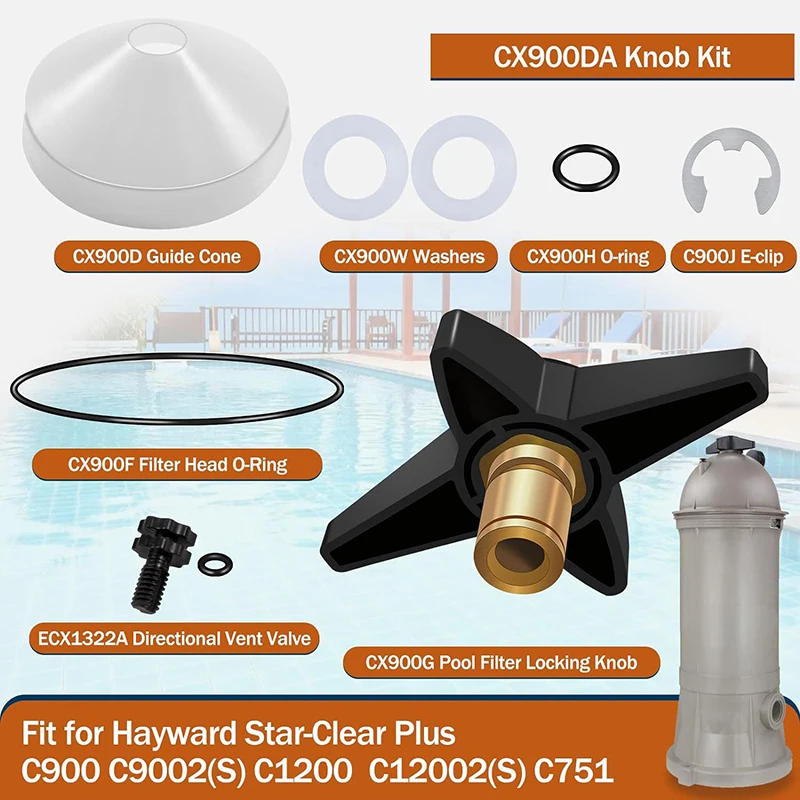 1Set kenop pengunci dan Kit tombol Filter kolam untuk Hayward Star Clear Plus Cartridge Part Lock Knob CX900DA Kit Pool Knob penyaring