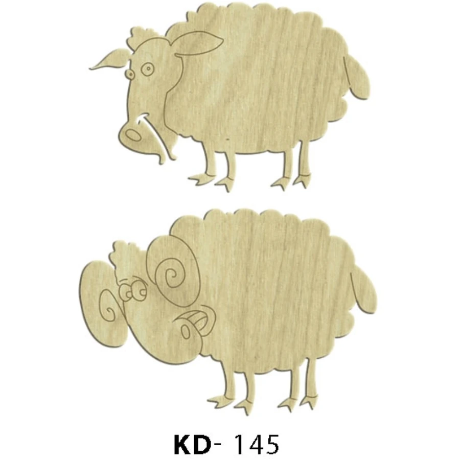 KD145 Coach and Sheep 2li Set Wooden Package Ornament, Hobby is Painting Ornament