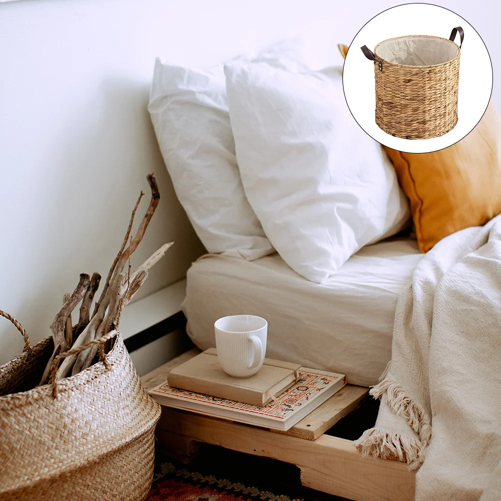 

Hand-Woven Storage Basket Woven Laundry Organizer Natural Material Fresh Color Space-Saving Home Accessory