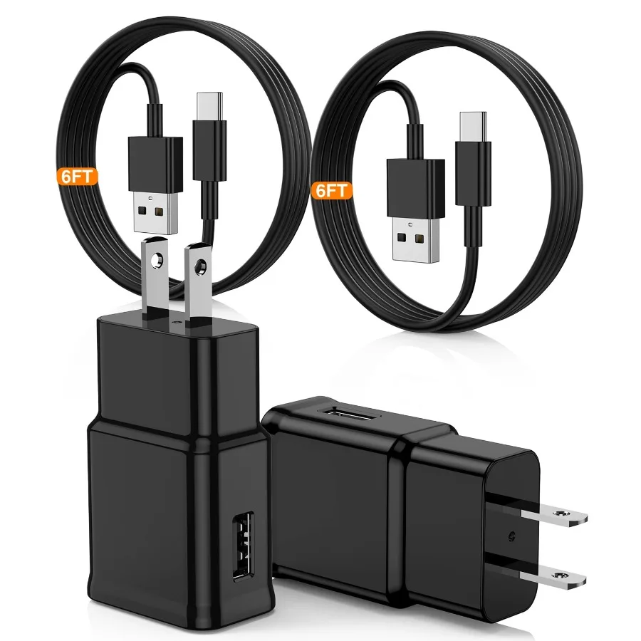 Type C Charger, 2 Pack USB C Android Phone Wall Charger Block and 6ft Charging Cable Cord, Compatible with Samsung Galaxy S8/S9