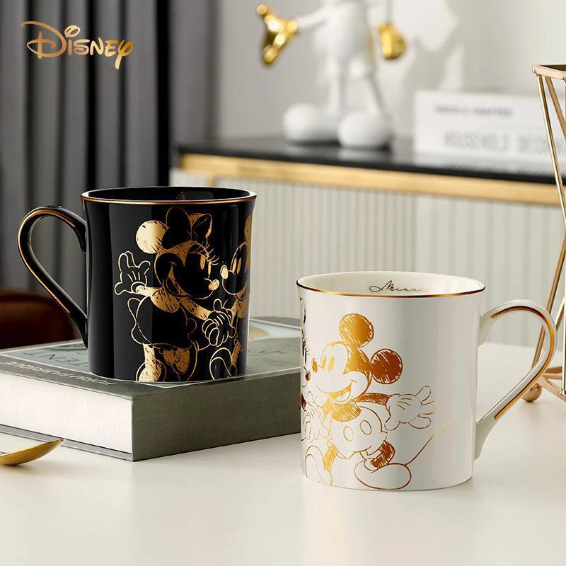 Disney Ceramic Mugs Anime Mickey Minnie Mouse Kawaii Couple Water Cup Coffee Mug Tea Cups Kids Cartoon Milk Cups Mug Xmas Gifts