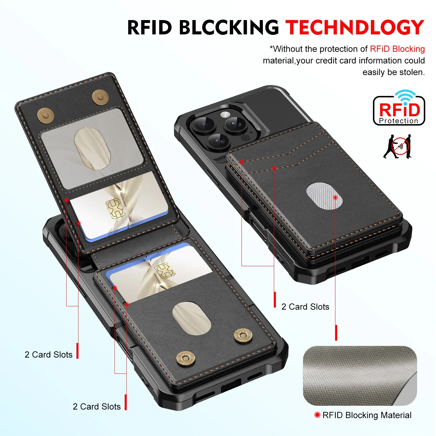 انفصال حامل بطاقة جراب هاتف آيفون 16 برو ماكس 16e 15 زائد 14 برو 13 + 12 11 Xs ماكس Xr المغناطيسي شحن أغطية جلد #4