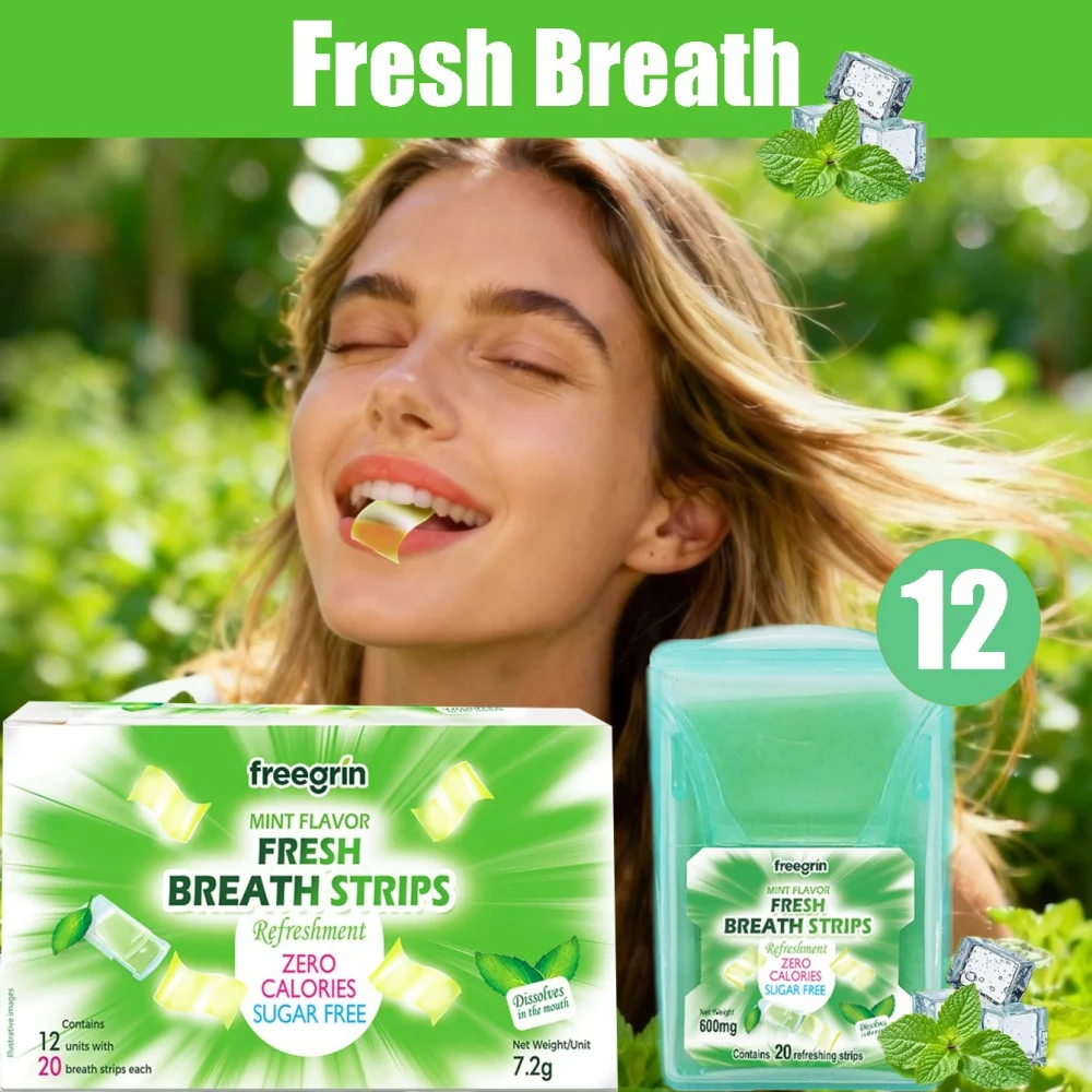 FREEGRIN Mint-flavored Breath Freshener Cool Mint Pocket Paks Portable Breath Dissolve Strips Kissing Mouth Fresh Breath Strips