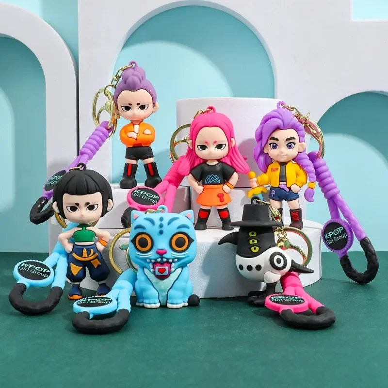 Kpop デモンハンターズ 映画キーホルダー、タイガー キャラクター PVC フィギュア キーホルダー、かわいい原宿スタイル キーリング 子供とファン向け ハロウィン