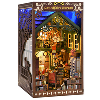 Book Nook Kit Kitty Cat 3D Wooden Puzzle DIY Home Decoration For Bookshelf Miniature Insert Magic Book House Stand Bookshelf