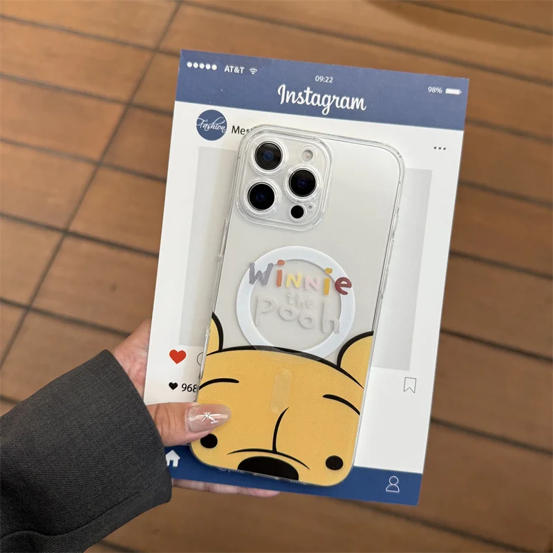 Милый чехол Eeyore Winnie the Pooh Tigger из ТПУ Magsafe с беспроводной зарядкой для iPhone 11, 12, 13, 14, 15, 16 Pro Max, магнитный держатель с мультяшным рисунком