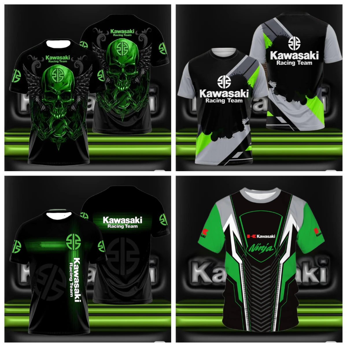 

Summer New Men T Shirts Motorcycle Kawasaki Logo 3D Print Casual Short Sleeve Breathable T-shirt Quick Drying Men Cool T-shirts
