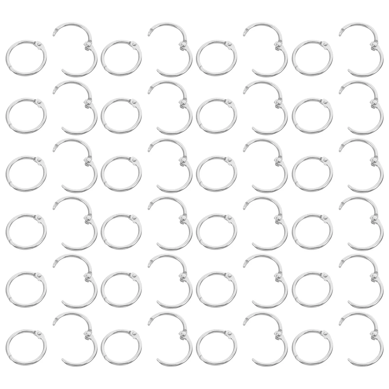 

100Pcs Metal Snap Rings Binder Book Circles Loose Leaf Silver for Photo Albums Scrapbooks Key Rings Study Office Classroom