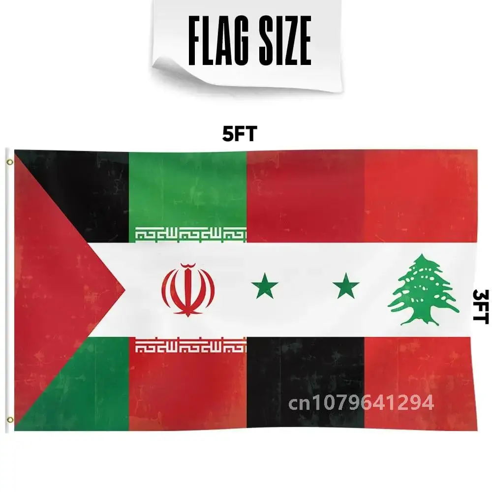 Flagicts 100% Polyester Palestine Lebanon Iran Syria Flag