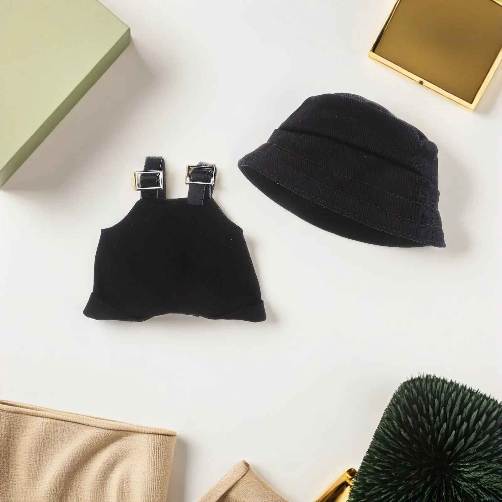 

Набор миниатюрных костюмов: комбинезон 17 см и регулируемая мини-шляпка для миниатюрного домика, набор для творчества и переодевания