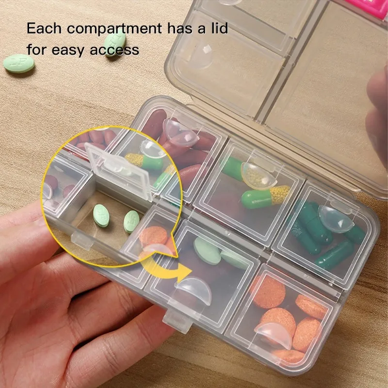 Double Layer Divided Small Medicine Box Portable One Week Divided Medicine Box Large Capacity Portable Mini Medicine Pill Box