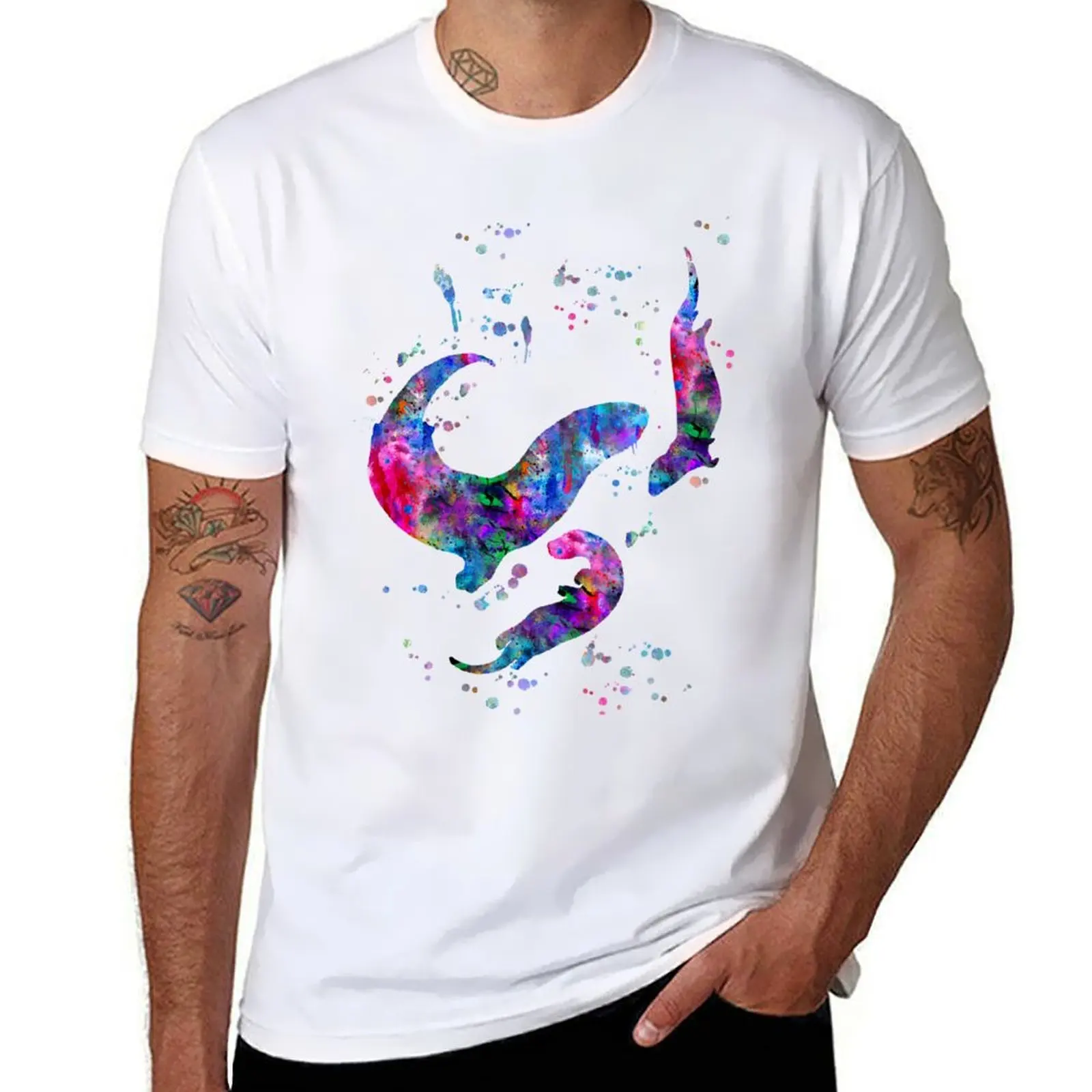 

Babys otters and mom T-Shirt custom t-shirts Luxury man summer shirt designer shirts t shirts for men