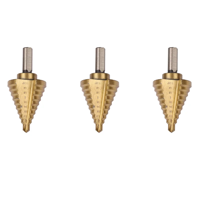 AB42-3X لقم الثقب المخروطية، فولاذ عالي السرعة 10 خطوات 1/4 إلى 1-3/8 بوصة