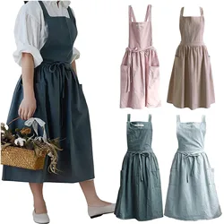 Soft Cotton Kitchen Cooking Apron With Cross Back For Cooking Catering Work Commercial Restaurant The Size Can Be Customized